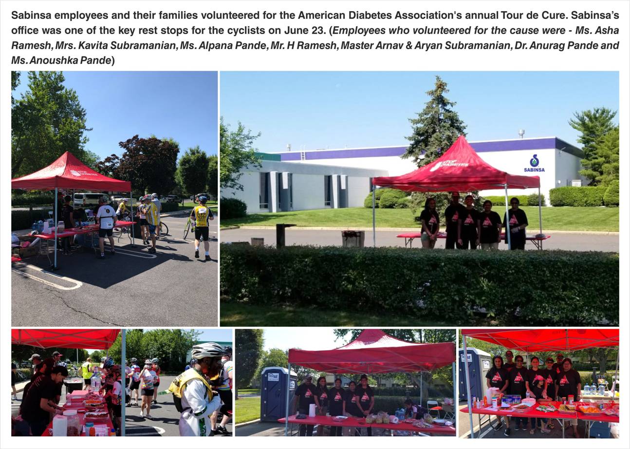 Sabinsa employees volunteered for American Diabetes Association’s annual Tour de Cure