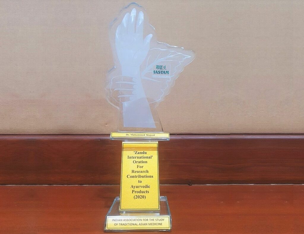 Dr. Muhammed Majeed, Sami-Sabinsa Group Founder and Chairman, Conferred with IASTAM Zandu International Oration Award for his Research Contribution to Natural Product Development
